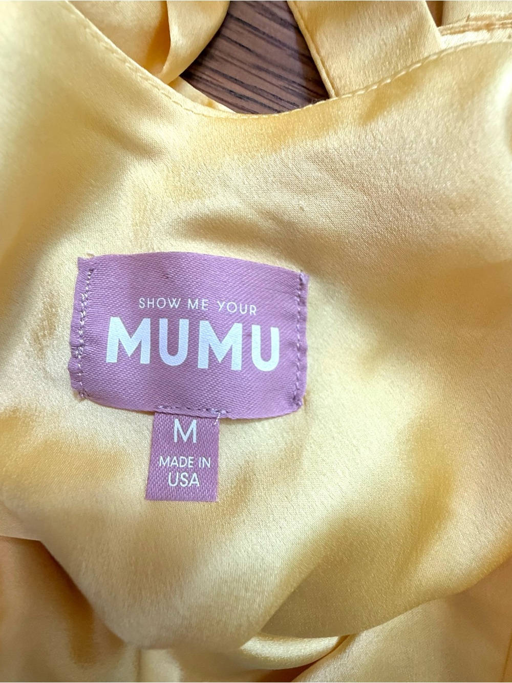 Show Me Your MuMu Anderson Yellow Satin Slip Maxi Dress Slit Size M - Picture 8 of 13